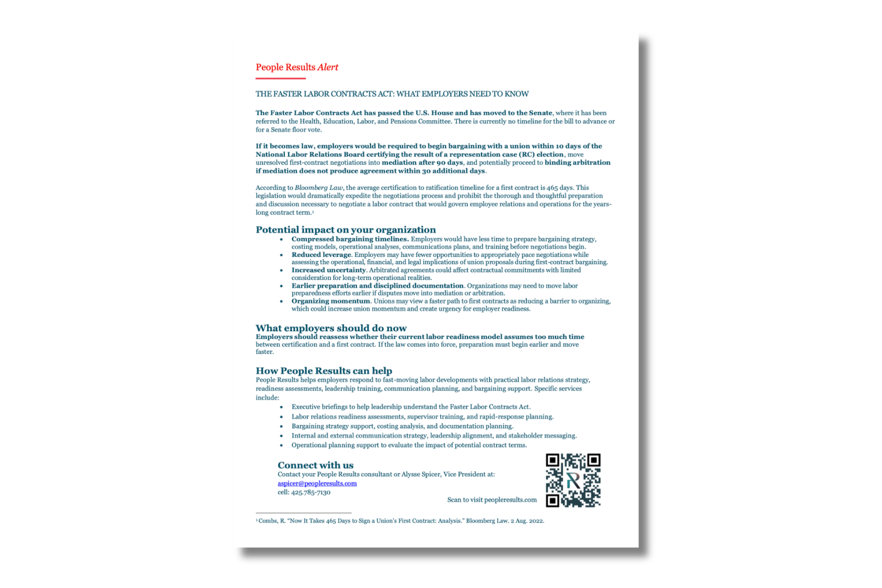 Faster Labor Act Alert